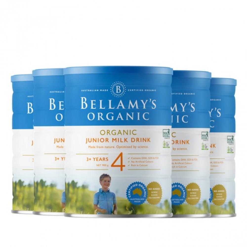 【澳洲直邮】Bellamys 贝拉米 婴幼儿有机牛奶粉4段 900g*6罐（单拍不与其他产品混拍，取得单号后,务必于物流官网上传身分证, 以便清关)）