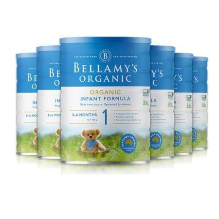 【澳洲直邮】Bellamys 贝拉米 婴幼儿有机牛奶粉1段 900g*6罐（单拍不与其他产品混拍，取得单号后,务必于物流官网上传身分证, 以便清关)）
