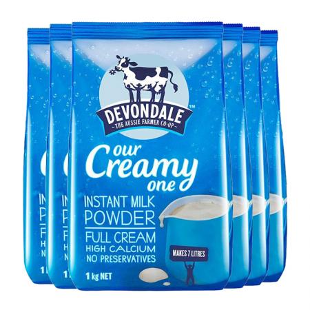 【澳洲直邮】 Devondale 德运成人全脂奶粉 1kg*6袋（单拍不与其他产品混拍，留收件人身份证号码否则无法发货）
